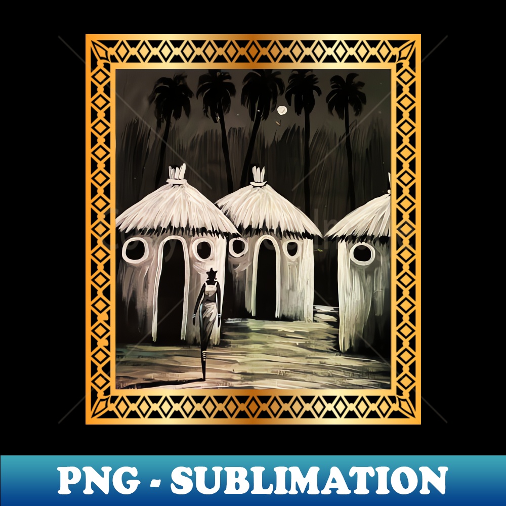 Mud Hut African Artwork - Exclusive PNG Sublimation Download - Inspire ...