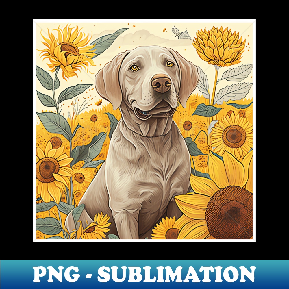 Summer Sunflowers Black Labrador Retriever Fabric Standard Pillowcase - Decorative Dog Art Pillow Cover