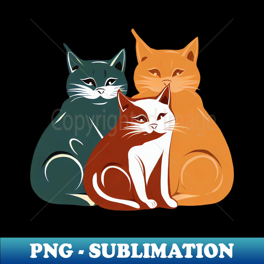 Three different cats elegant sublimation png download pe inspire