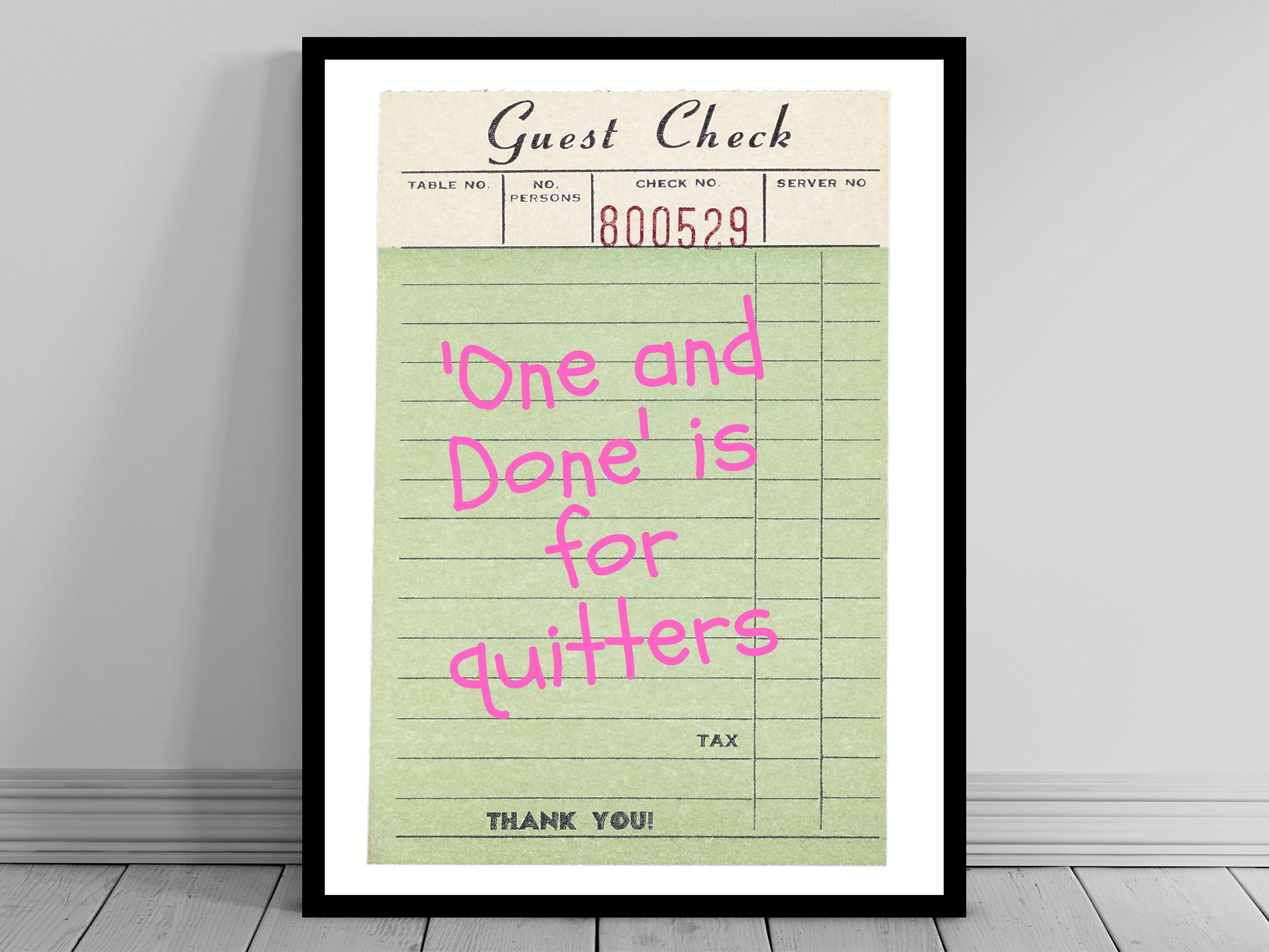 Retro Guest Check - Never One and Done Trendy Wall Art Cockt - Inspire ...