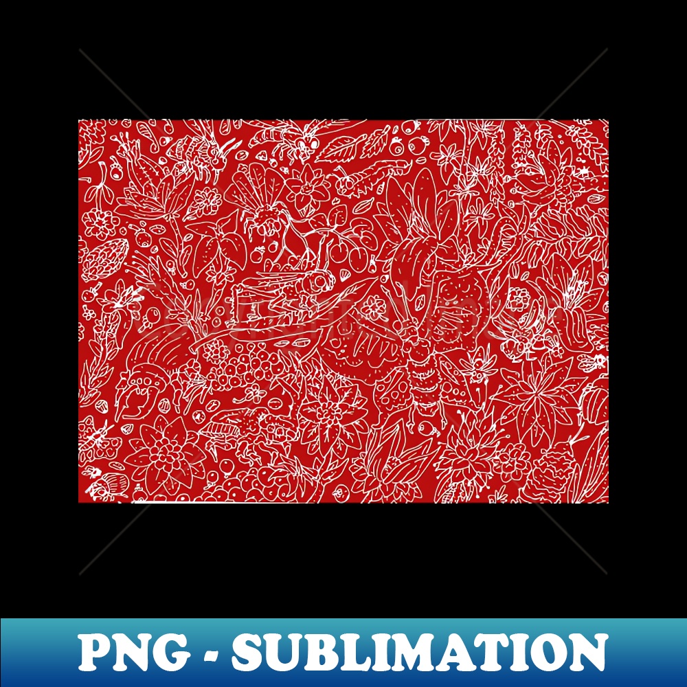 Subli Pattern Red a cute red pattern with flowers and bees - Premium PNG Subli | Inspire ...