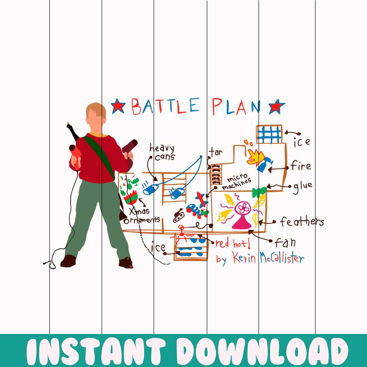 Funny Home Alone Battle Plan Map SVG Digital Cricut File | Inspire Uplift
