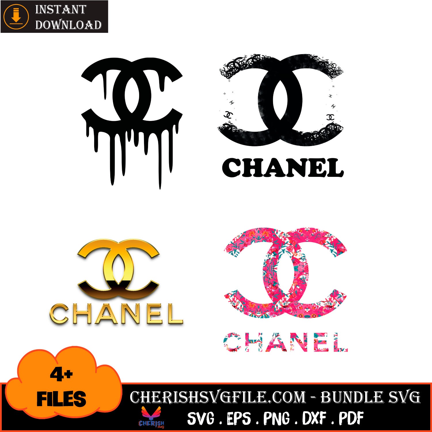 4 Files Of Chanel Logo Design Bundle Svg, Brand Svg Inspire Uplift