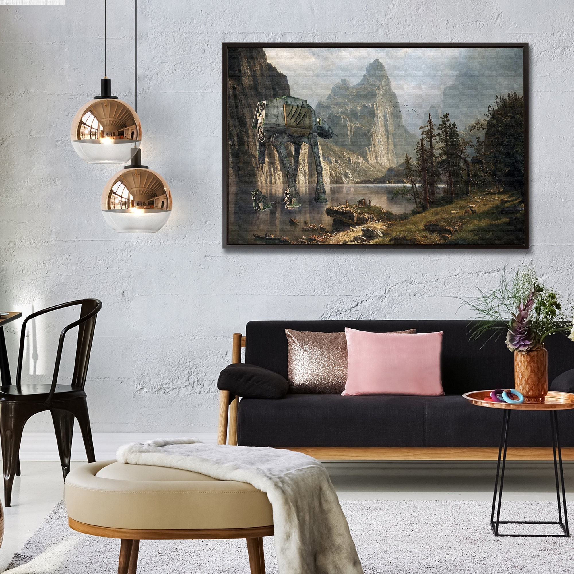 Star Wars AT-AT canvas landscape painting thrift store art | Inspire Uplift