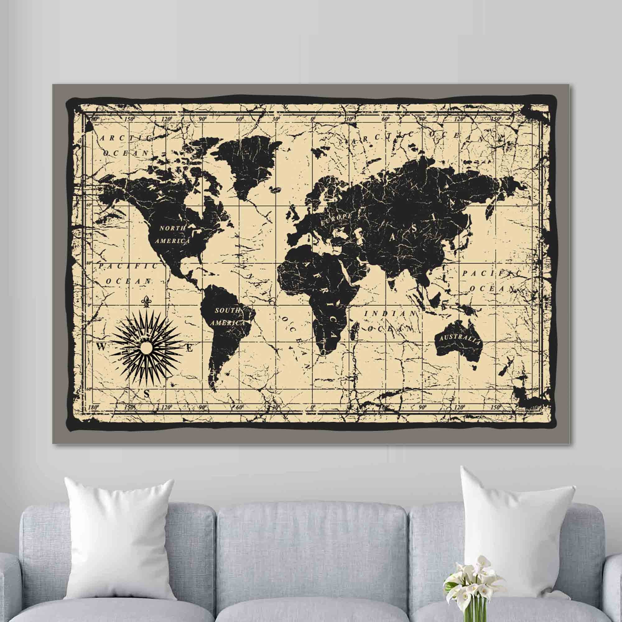Wall Art Old World Map Old Map Canvas Art Old World Map Ca Inspire