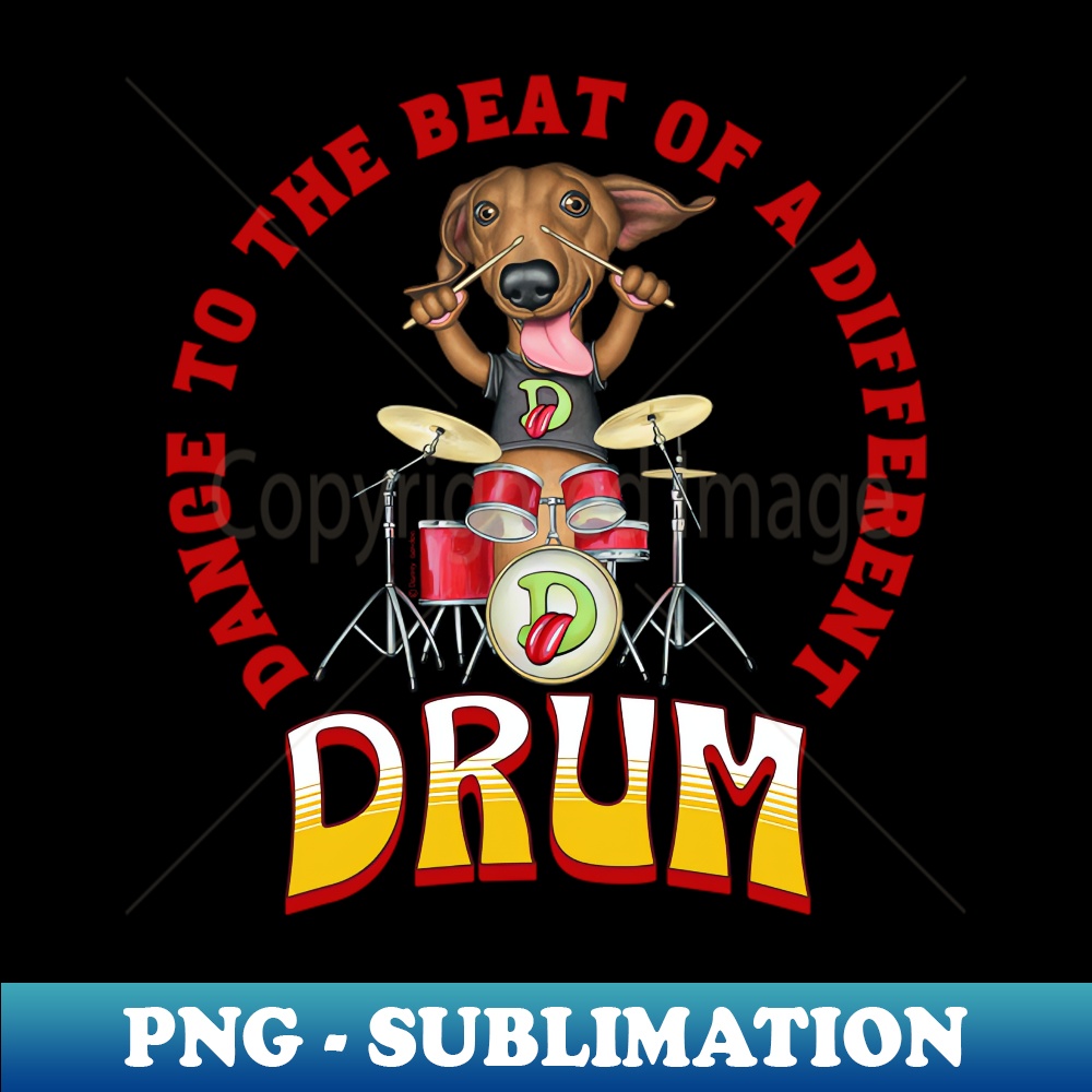 Funny Doxie cute Dachshund dog Drumming rockin and rolling Inspire