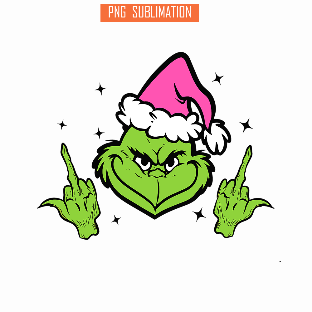 Grinch Middle Finger PNG, Funny Grinchy PNG, Sassy Grinch Ch Inspire