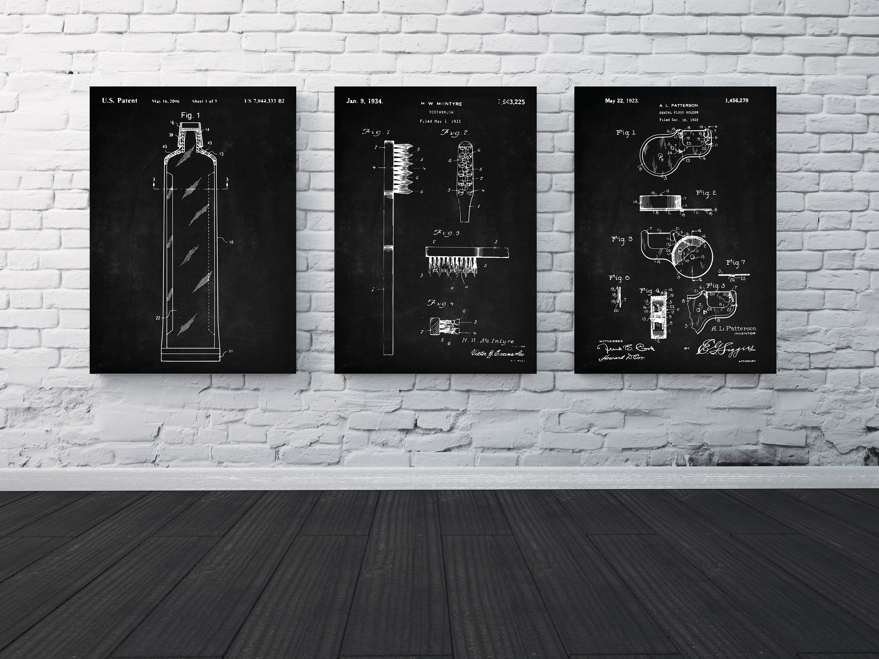 Dental Patent Set of 3, Toothbrush Patent, Toothpaste Art, D | Inspire ...