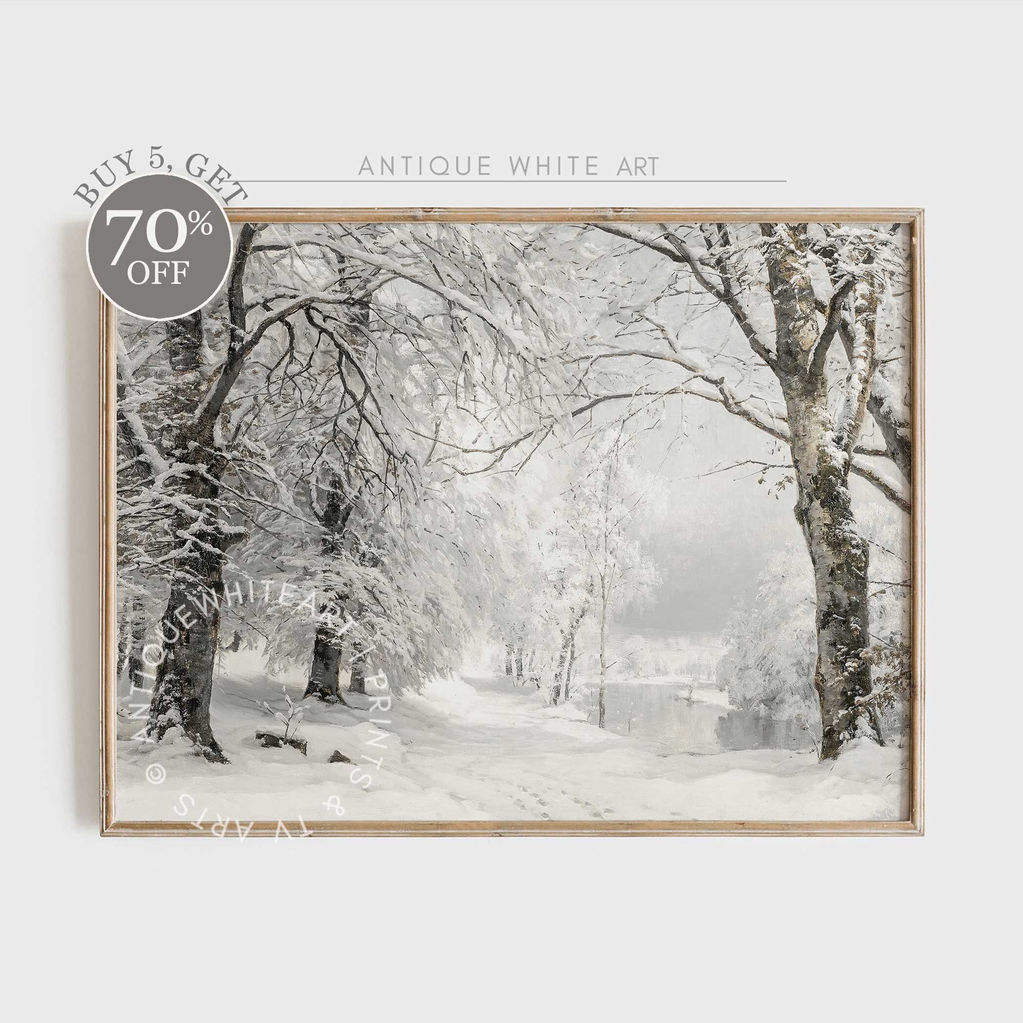 PRINTABLE Vintage Winter Landscape Print, Snowy Christmas Wa | Inspire ...