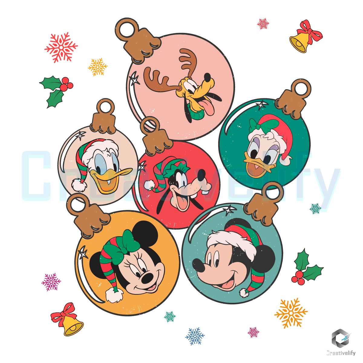 Disney Ornament Xmas SVG Mickey Friends Vintage File Design Inspire