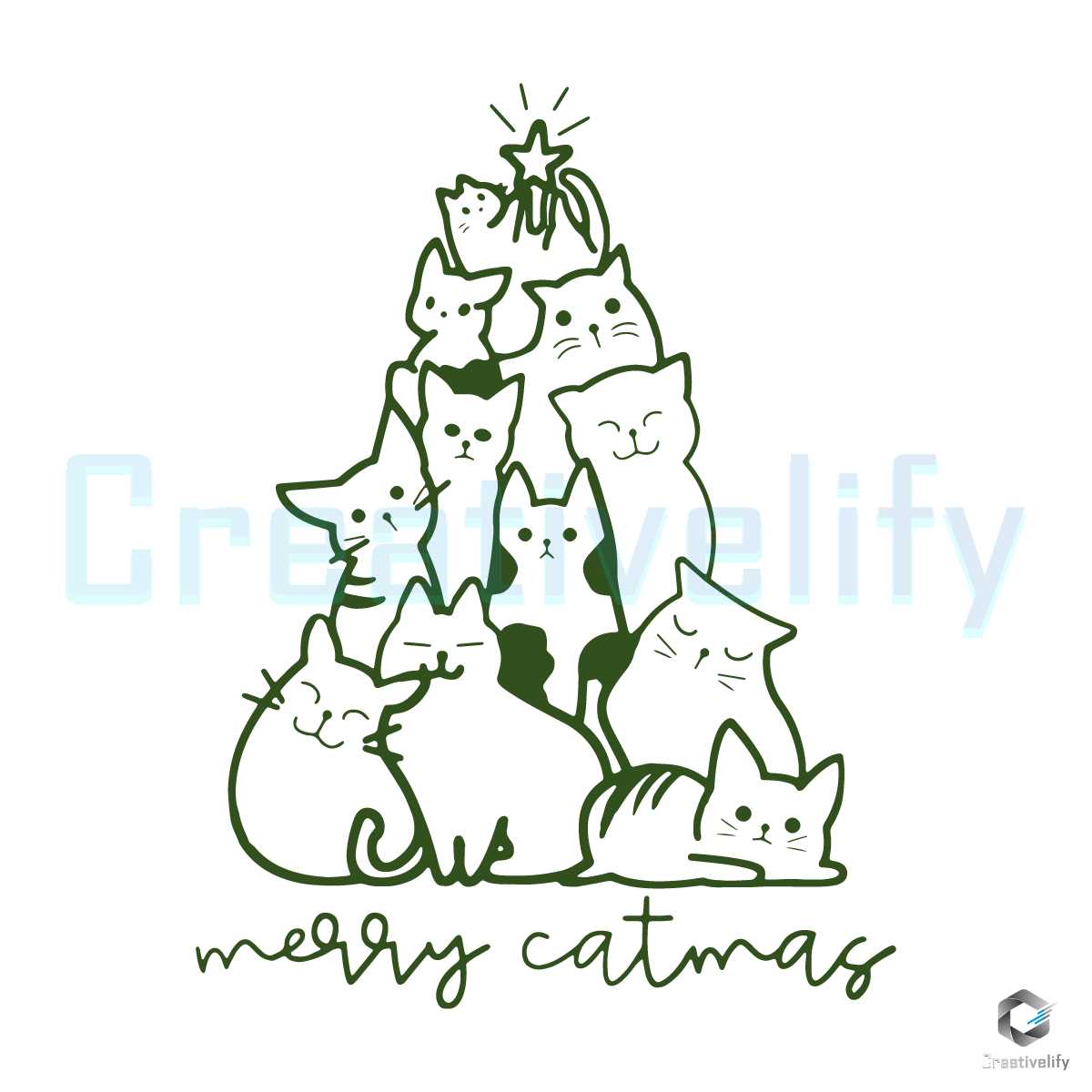 Funny Merry Catmas SVG Cat Christmas Tree File Design | Inspire Uplift