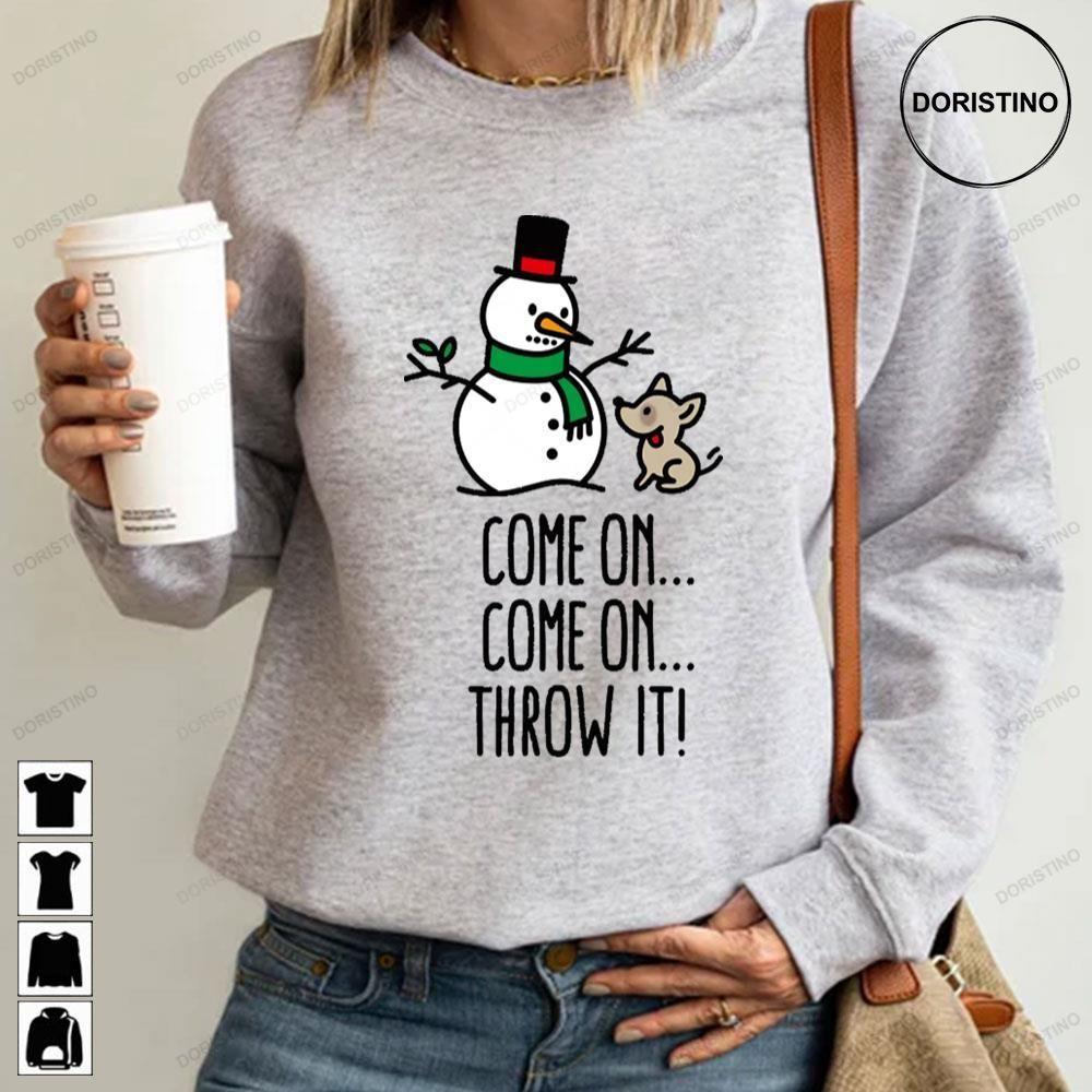 Come On Throw It Snowman Funny Dog Go Fetch Stick Of Snowman | Inspire ...