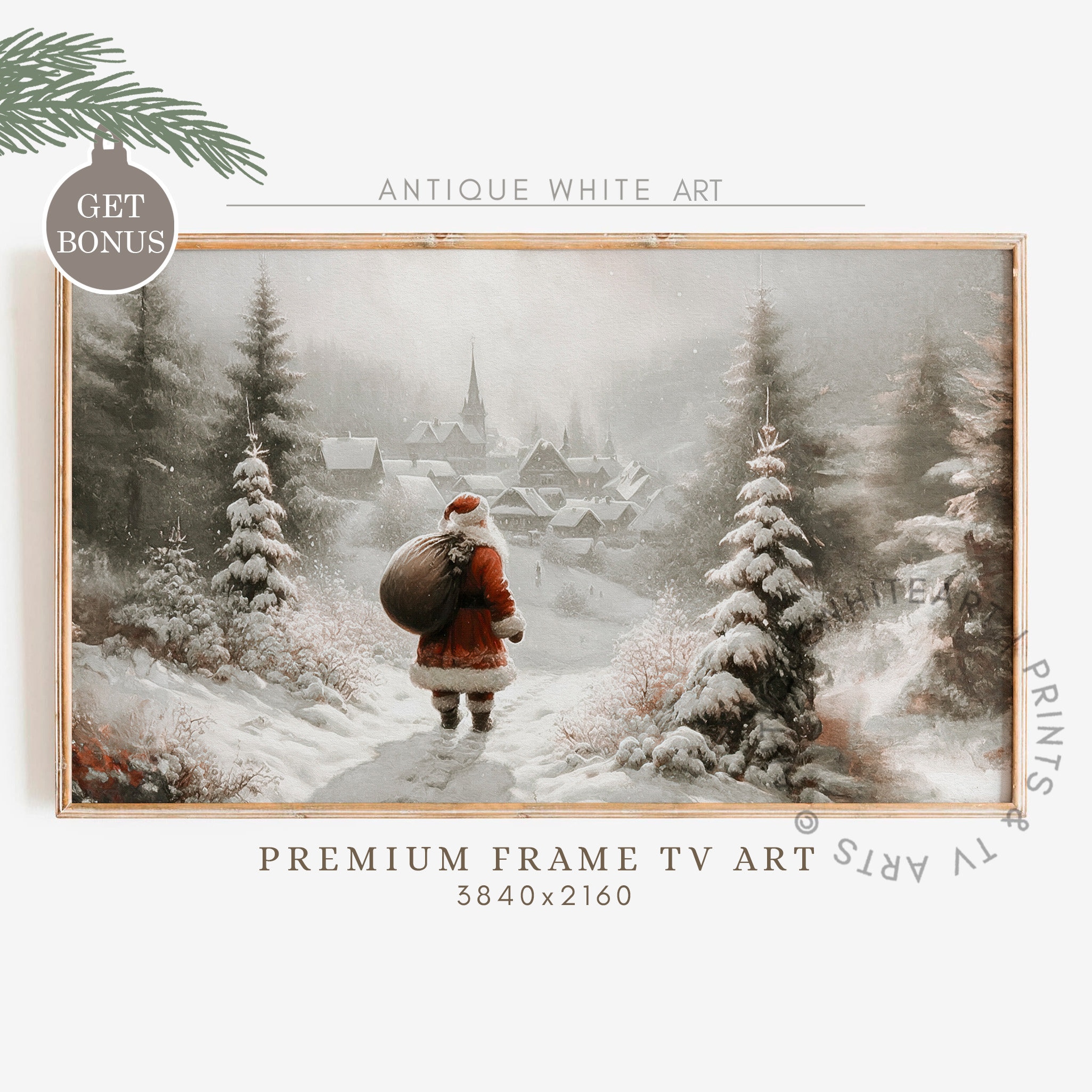 Vintage Christmas Samsung Frame Tv Art Santa Claus Art For Inspire