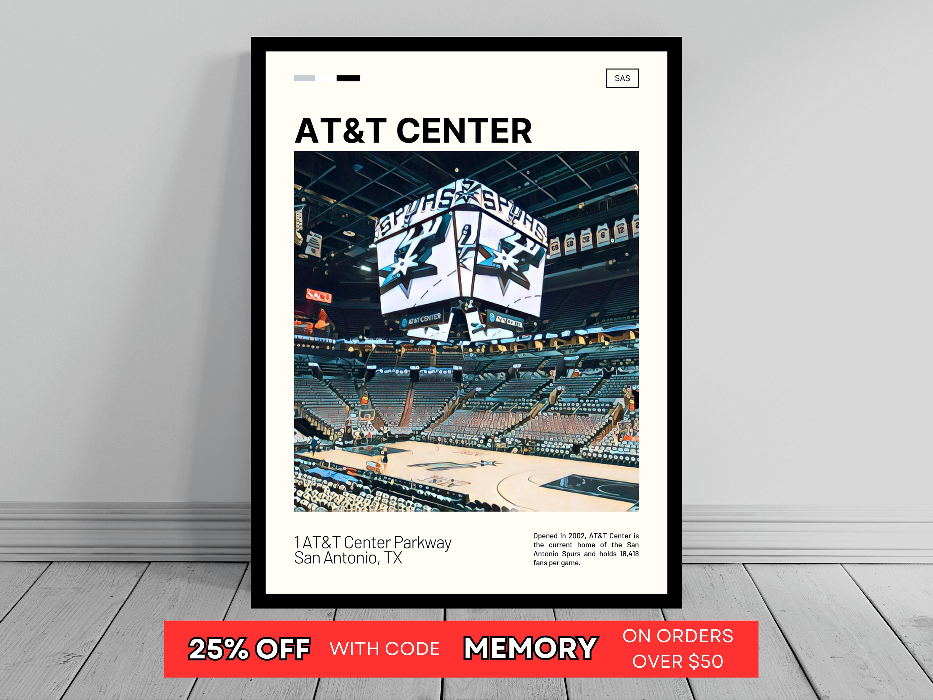AT&T Center Print San Antonio Spurs Poster NBA Art NBA Ar | Inspire Uplift