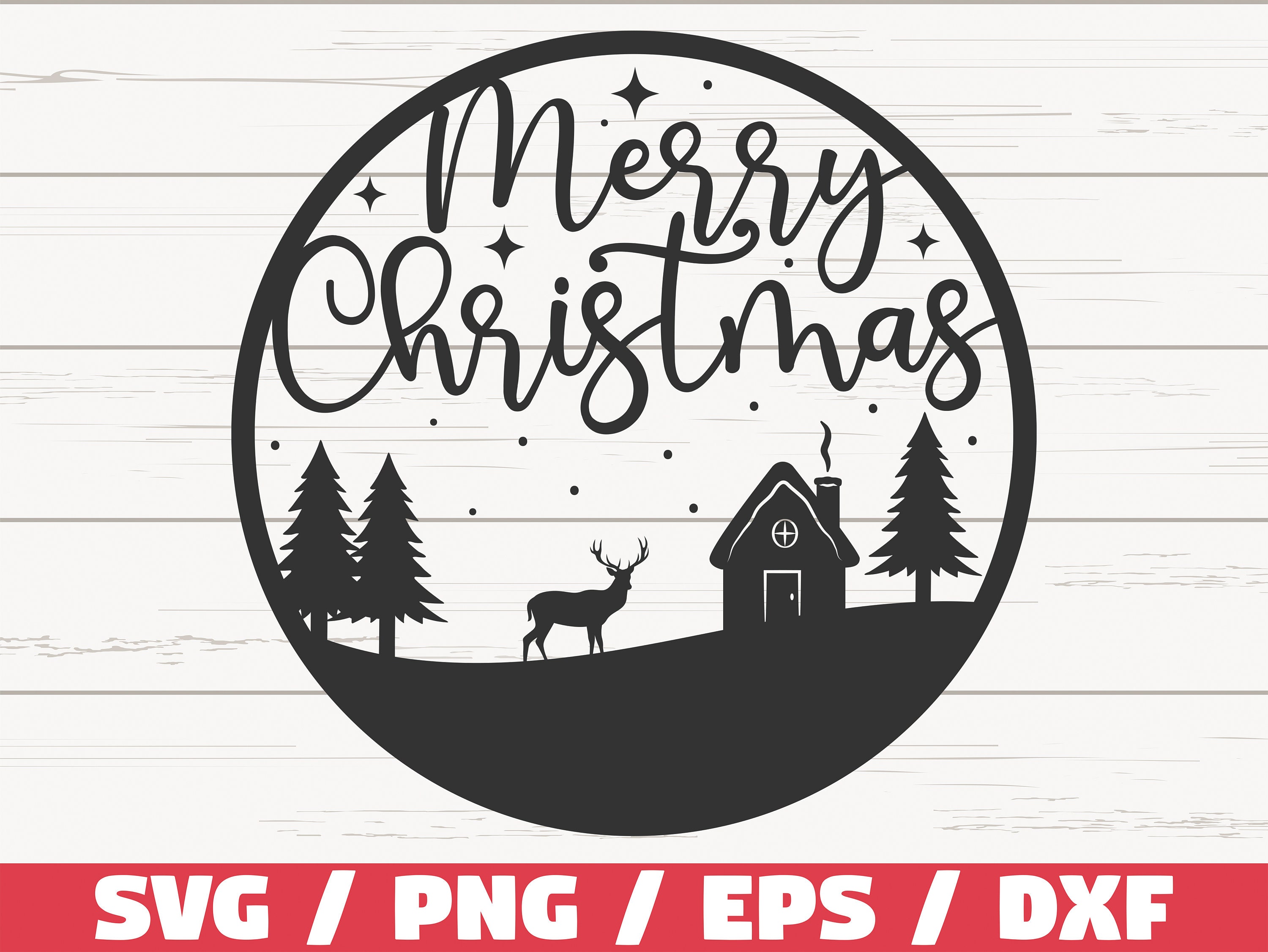 Merry Christmas SVG, Christmas Scene SVG, Cut File, Cricut - Inspire Uplift