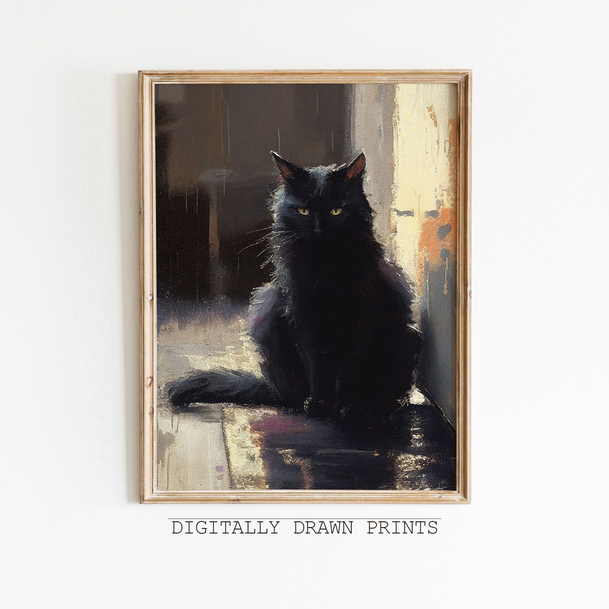Black Cat - Dark Academia Print, Moody Wall Art, Dark Decor | Inspire ...