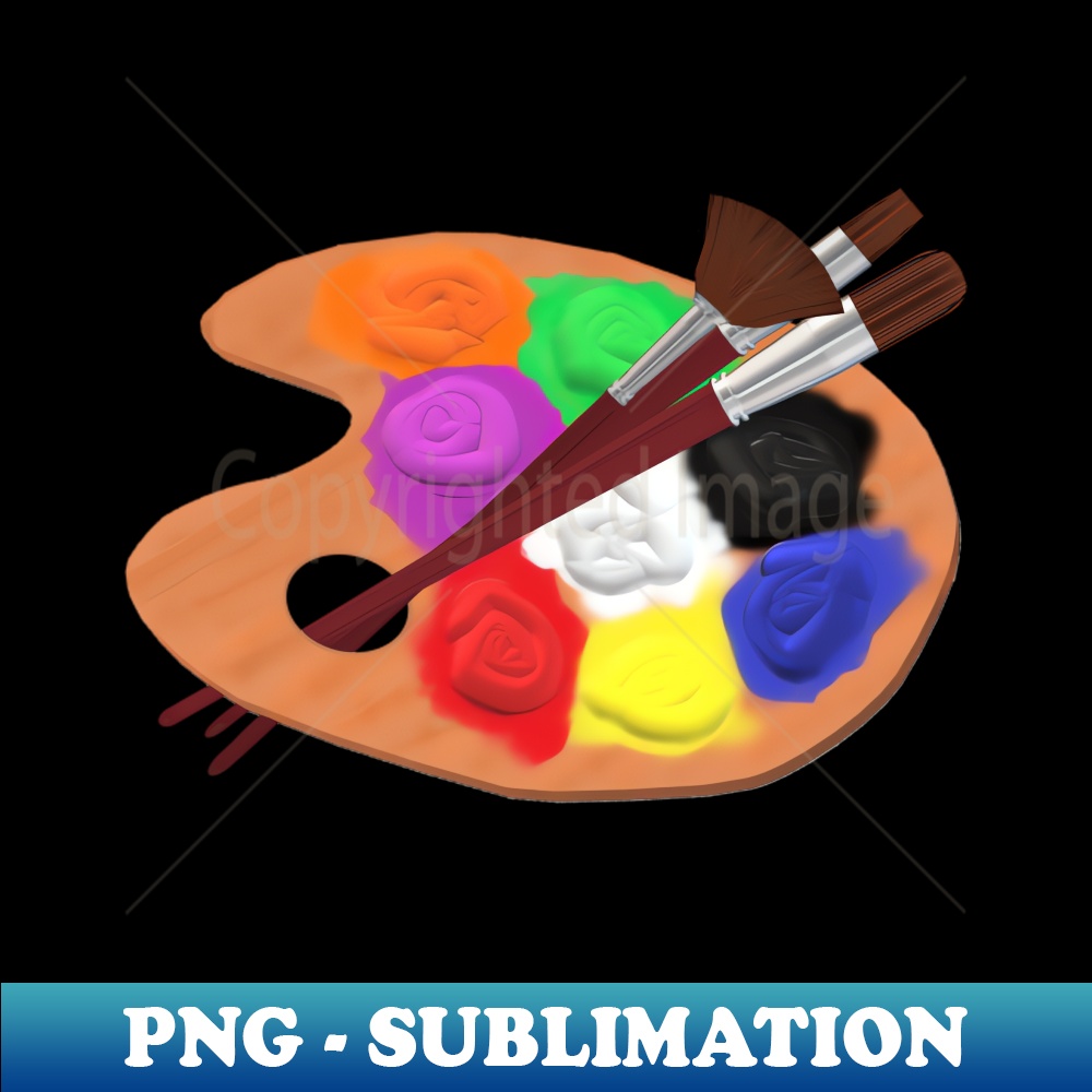 Paint Palette and Artist Brushes Black Background Signatur Inspire