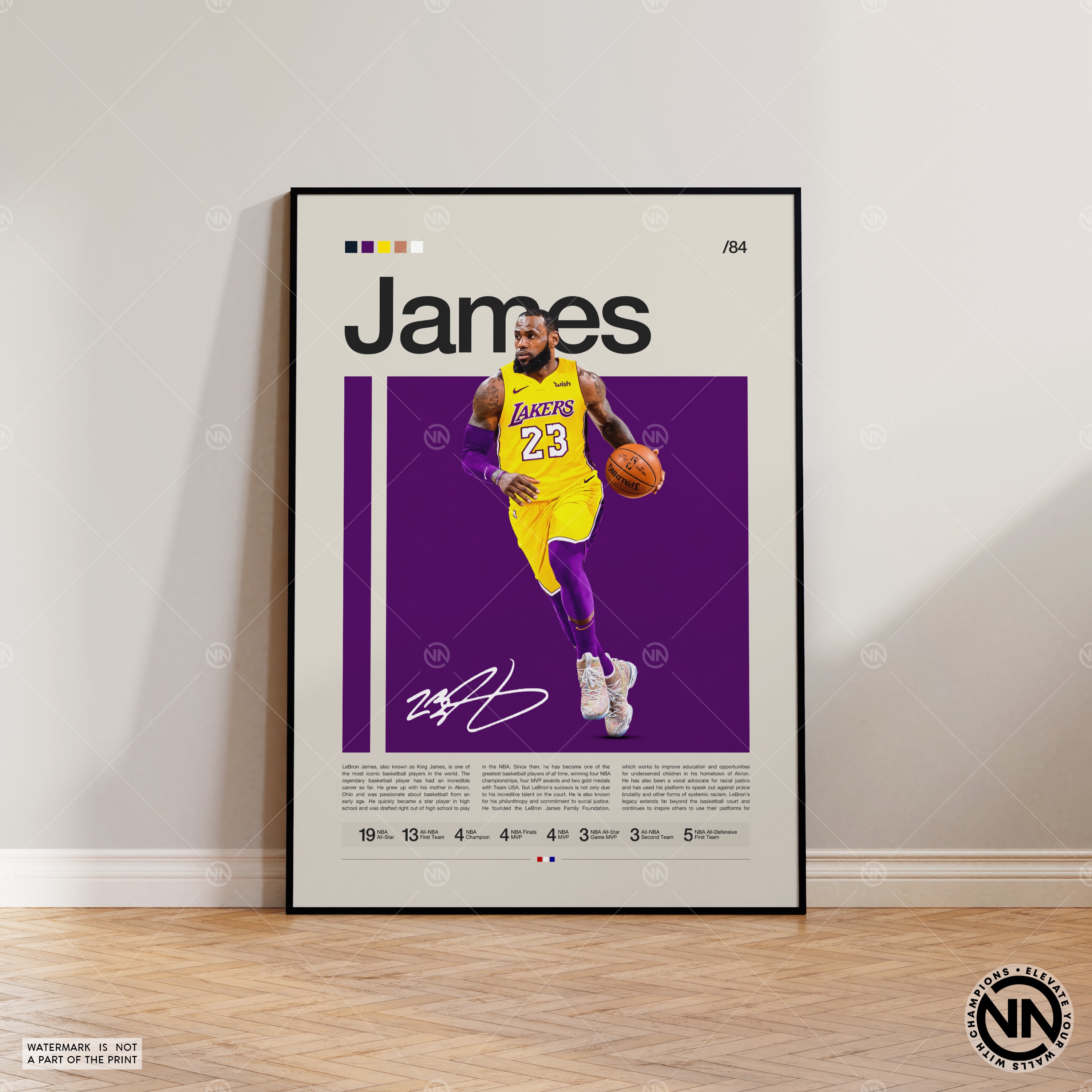 Lebron James Poster, LA Lakers Print, NBA Poster, Sports Pos - Inspire