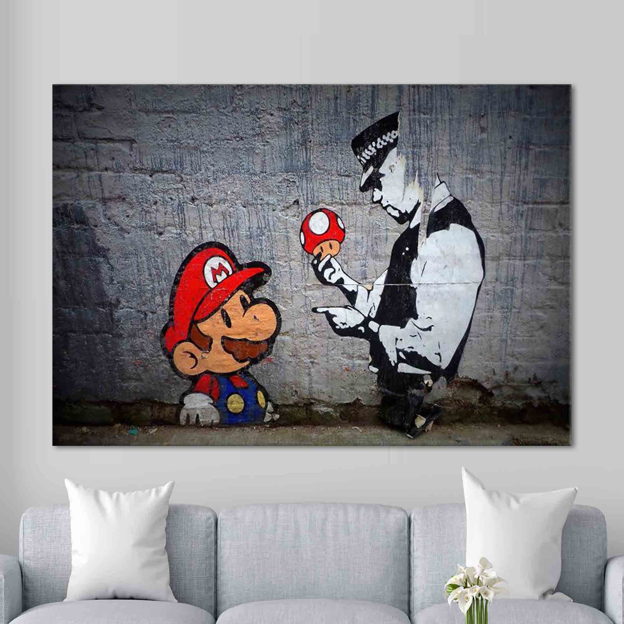 BANKSY WALL ART Banksy Mario Banksy Canvas Banksy Super Mari | Inspire ...