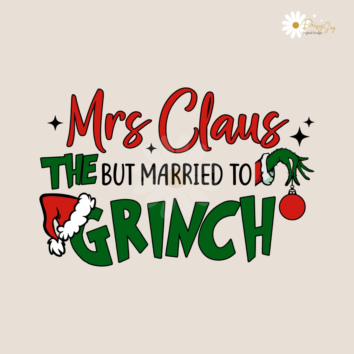 Retro Mrs Claus But Married To The Grinch SVG Cricut Files - Inspire Uplift