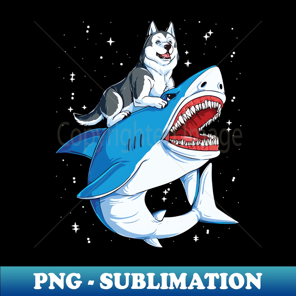 Siberian Husky Dog Riding Shark - Instant Sublimation Digita - Inspire ...