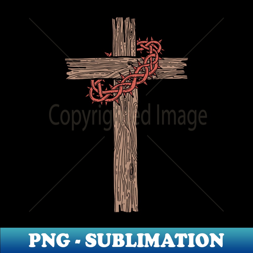 A wooden cross with a crown of thorns - PNG Transparent Subl | Inspire ...