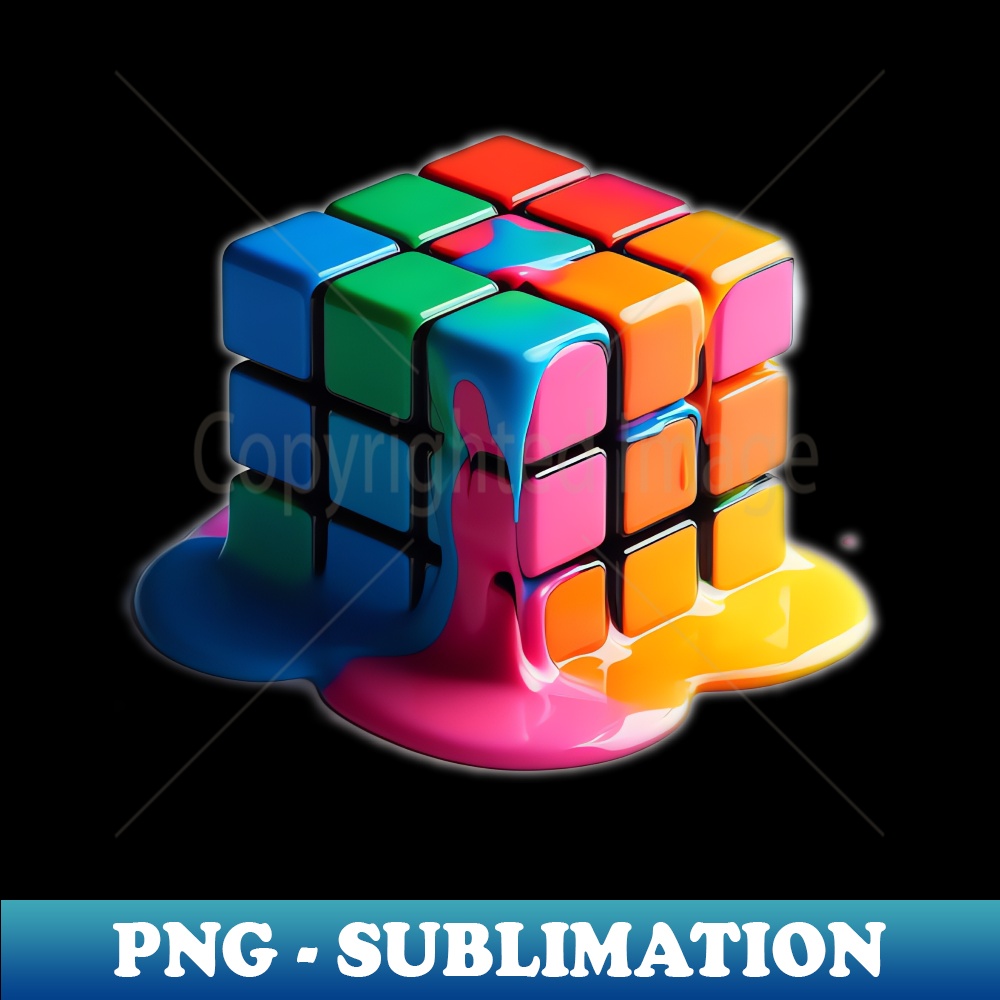 Melting Rubik Cube - Retro PNG Sublimation Digital Download - Inspire ...