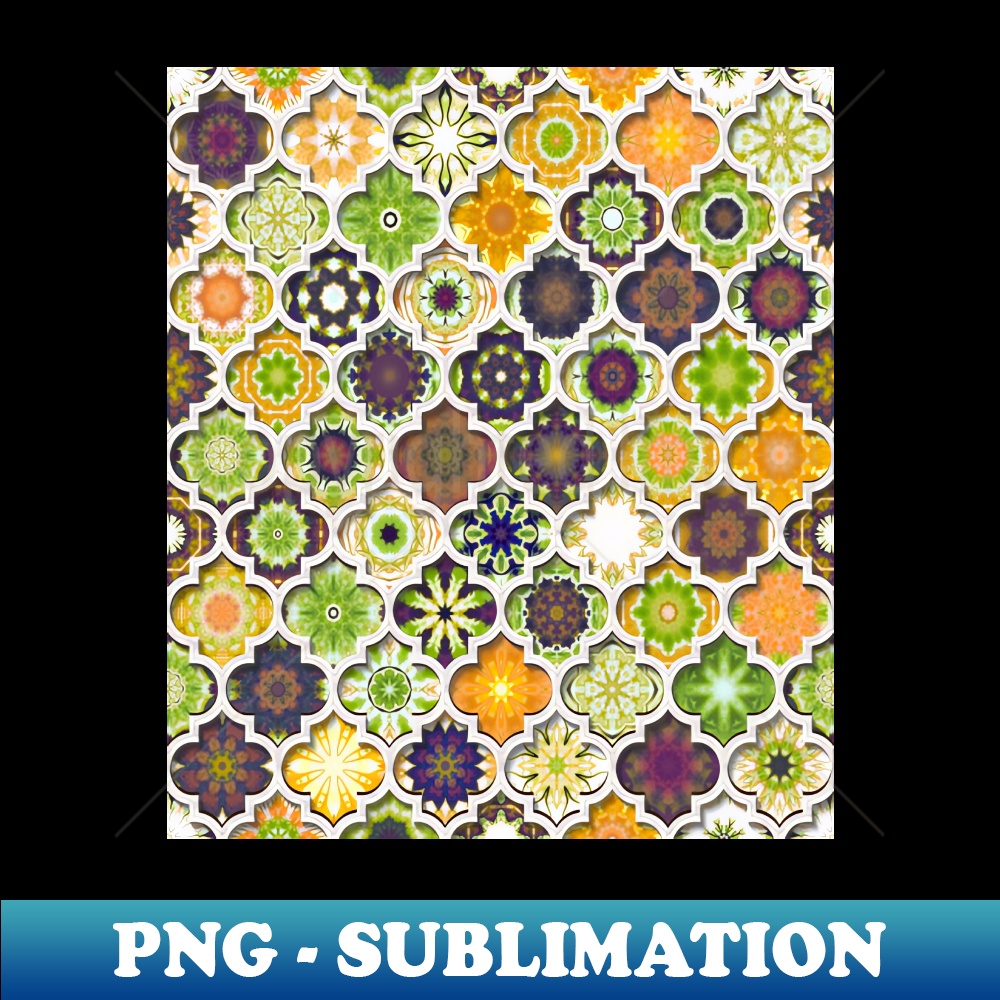Moroccan Tile pattern Green - High-Resolution PNG Sublimatio | Inspire ...