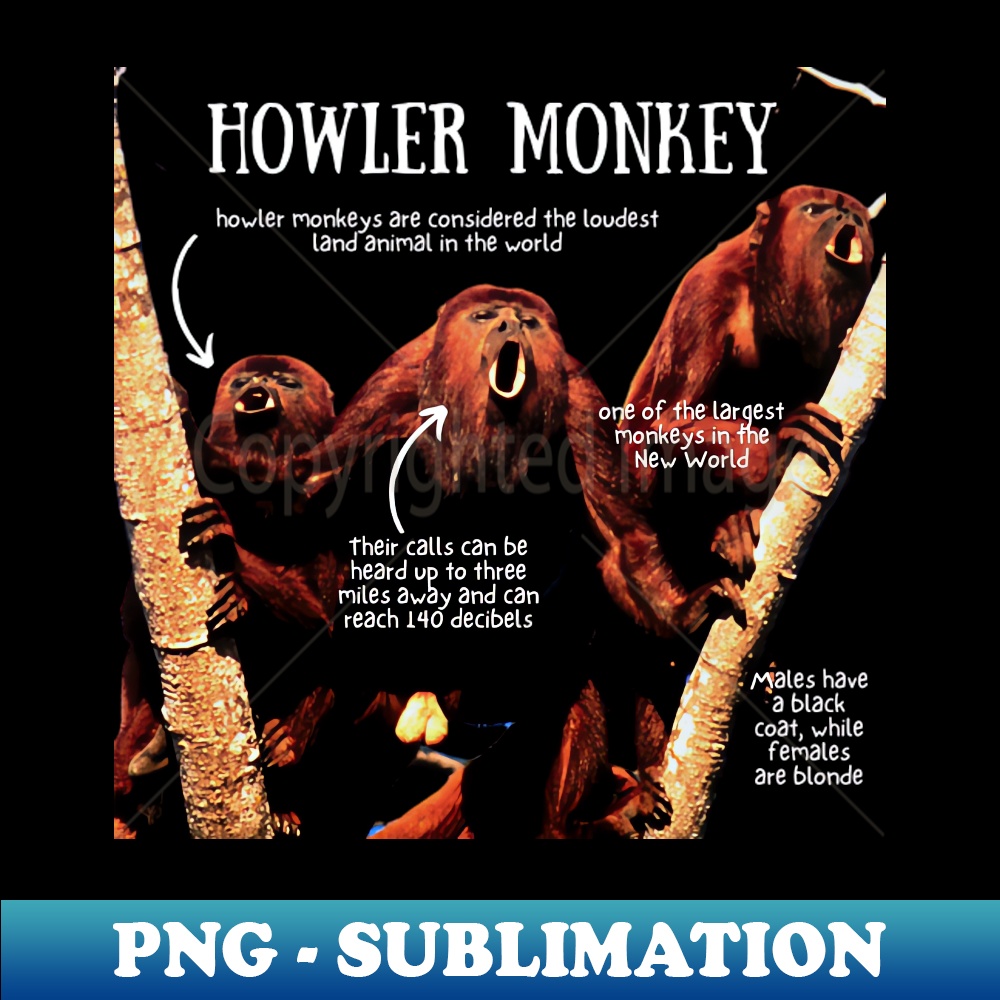 Howler Monkey Fun Facts - Decorative Sublimation PNG File - - Inspire