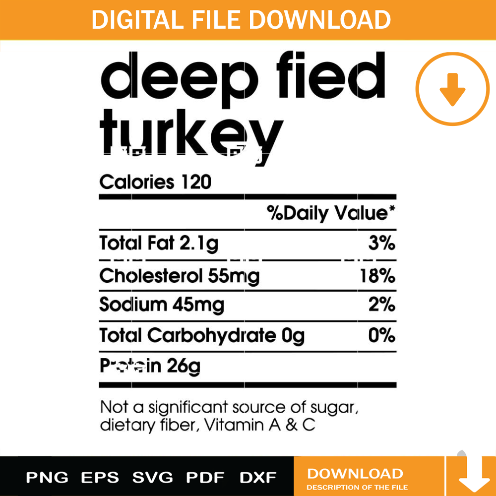 Deep Fried Turkey SVG, Thanksgiving Nutrition Ingredients SV Inspire