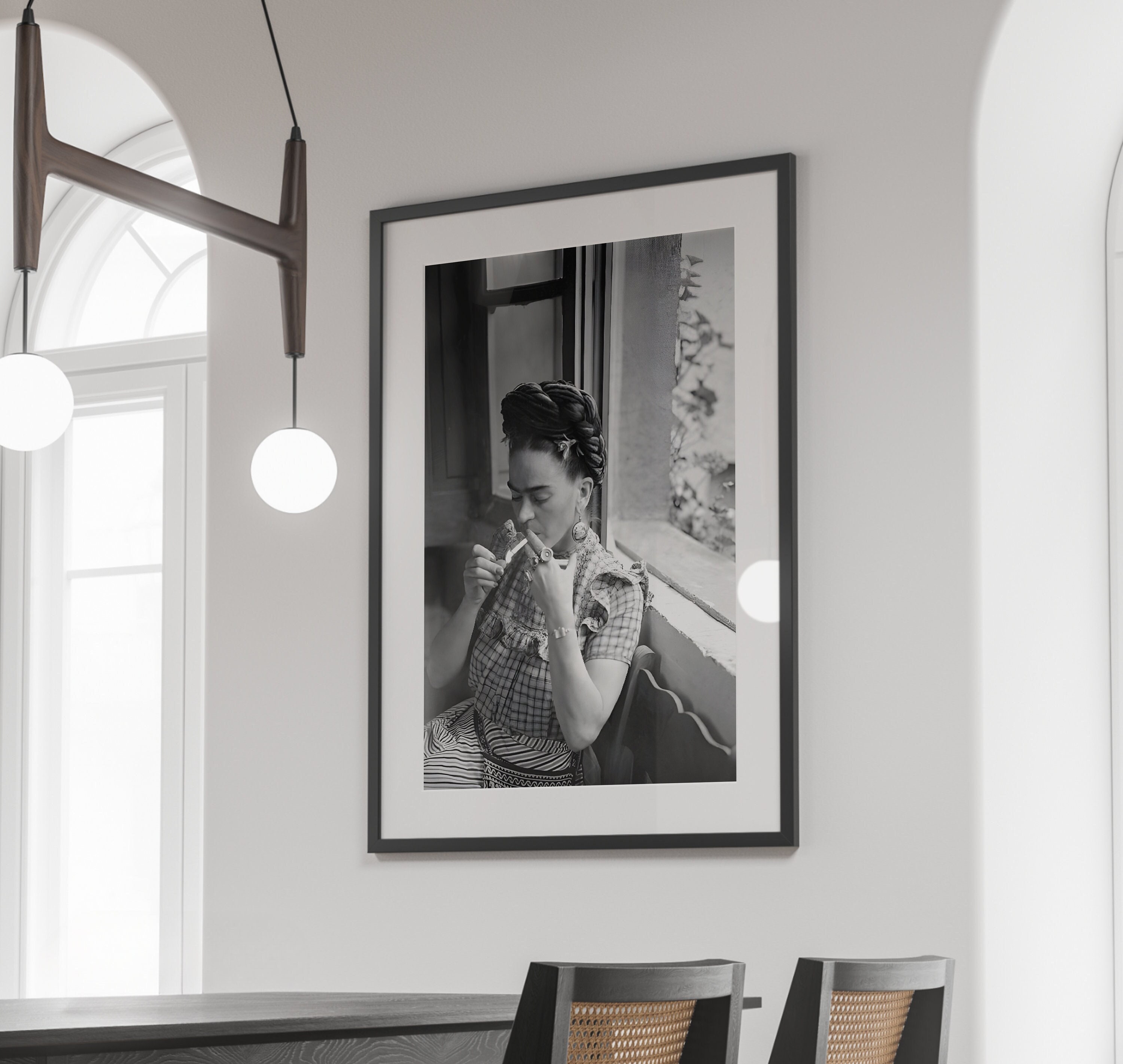 Frida Kahlo Vintage Art Poster – Pink Frida With Flowers – Wall Art Decor Print