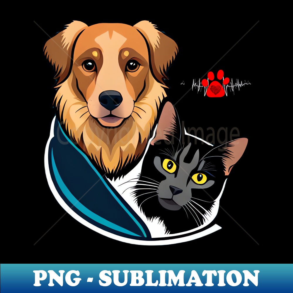 Furry Friends Dog and Cat Harmony PNG Transparent Sublimat Inspire