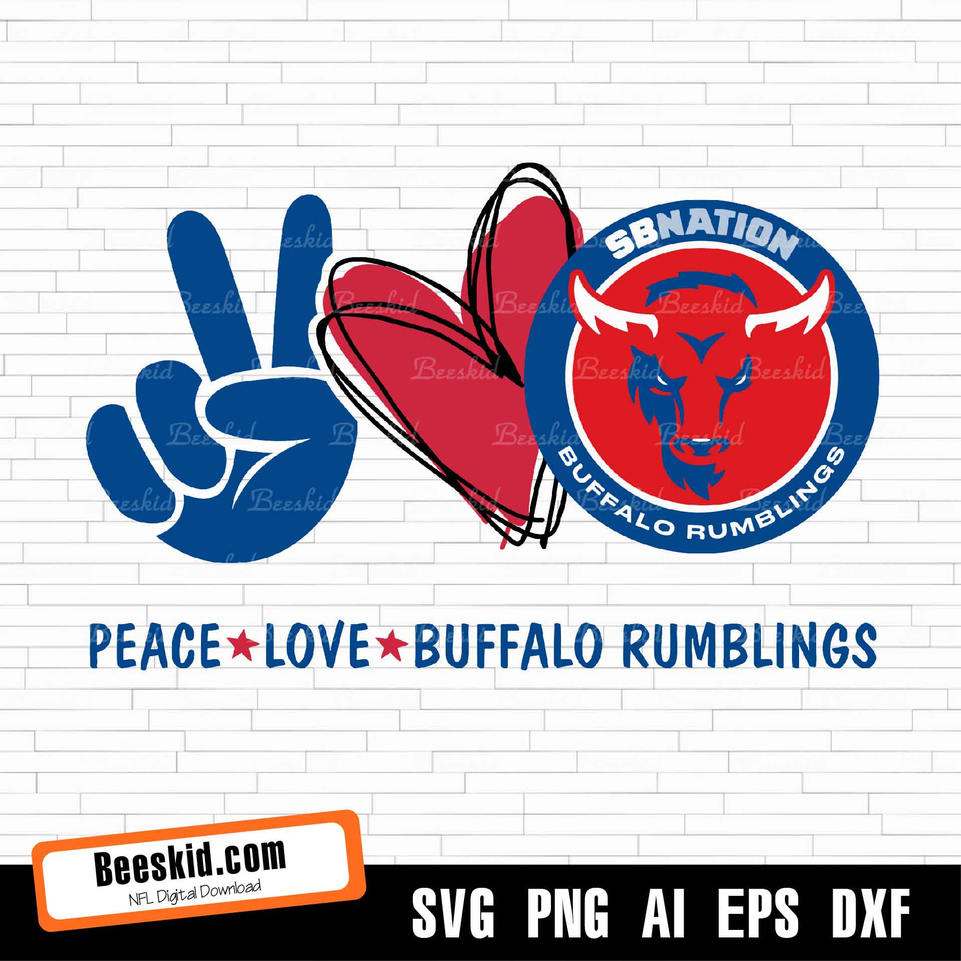 Peace Love Buffalo Rumblings Svg, Sport Svg, Buffalo Rumblin | Inspire ...