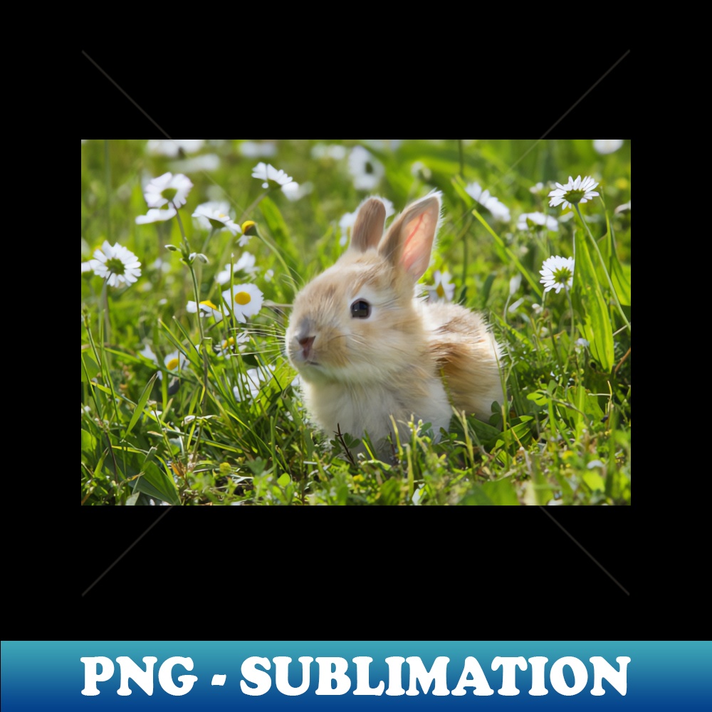Cute Baby Bunny Rabbit in the Grass with Daisies - PNG Trans | Inspire ...