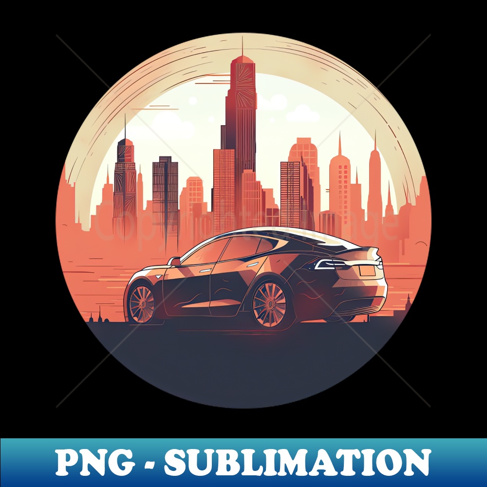 Tesla inspired car in front of a city skyline like Manhattan - Inspire ...