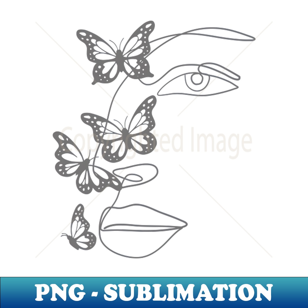 Woman face with butterfliesOutline drawing PNG Transparen Inspire