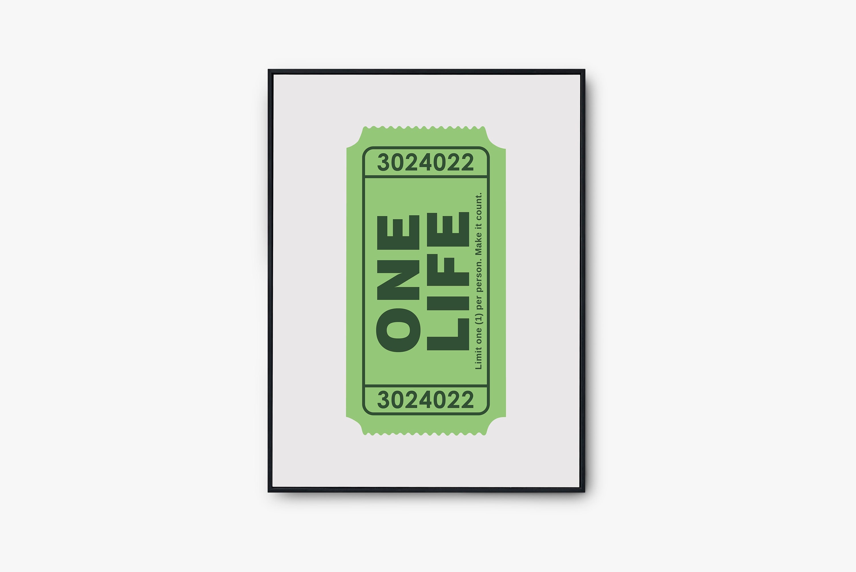 One Life Poster, One Life Ticket, Retro Trendy Wall Art, Dor | Inspire ...
