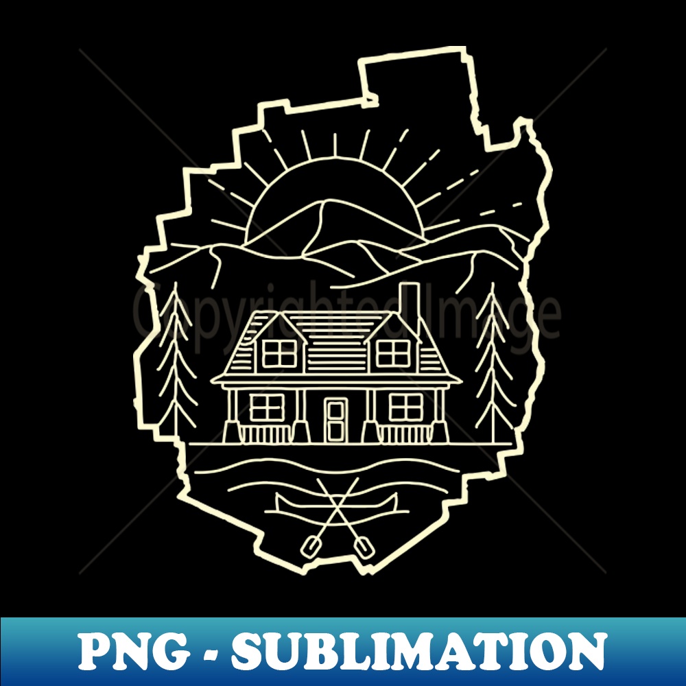 Adirondack Cabin Drawing PNG Sublimation Digital Download Inspire