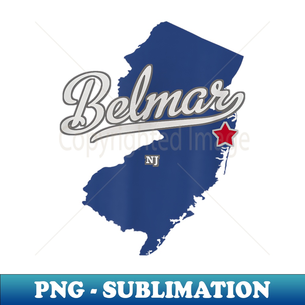 Belmar New Jersey NJ Map Exclusive Sublimation Digital Fil Inspire