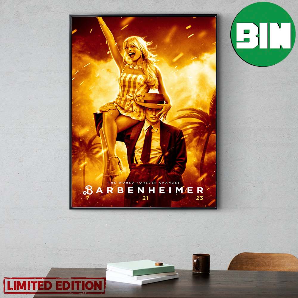 The World Forever Changes Barbenheimer Funny Poster Movie Po Inspire