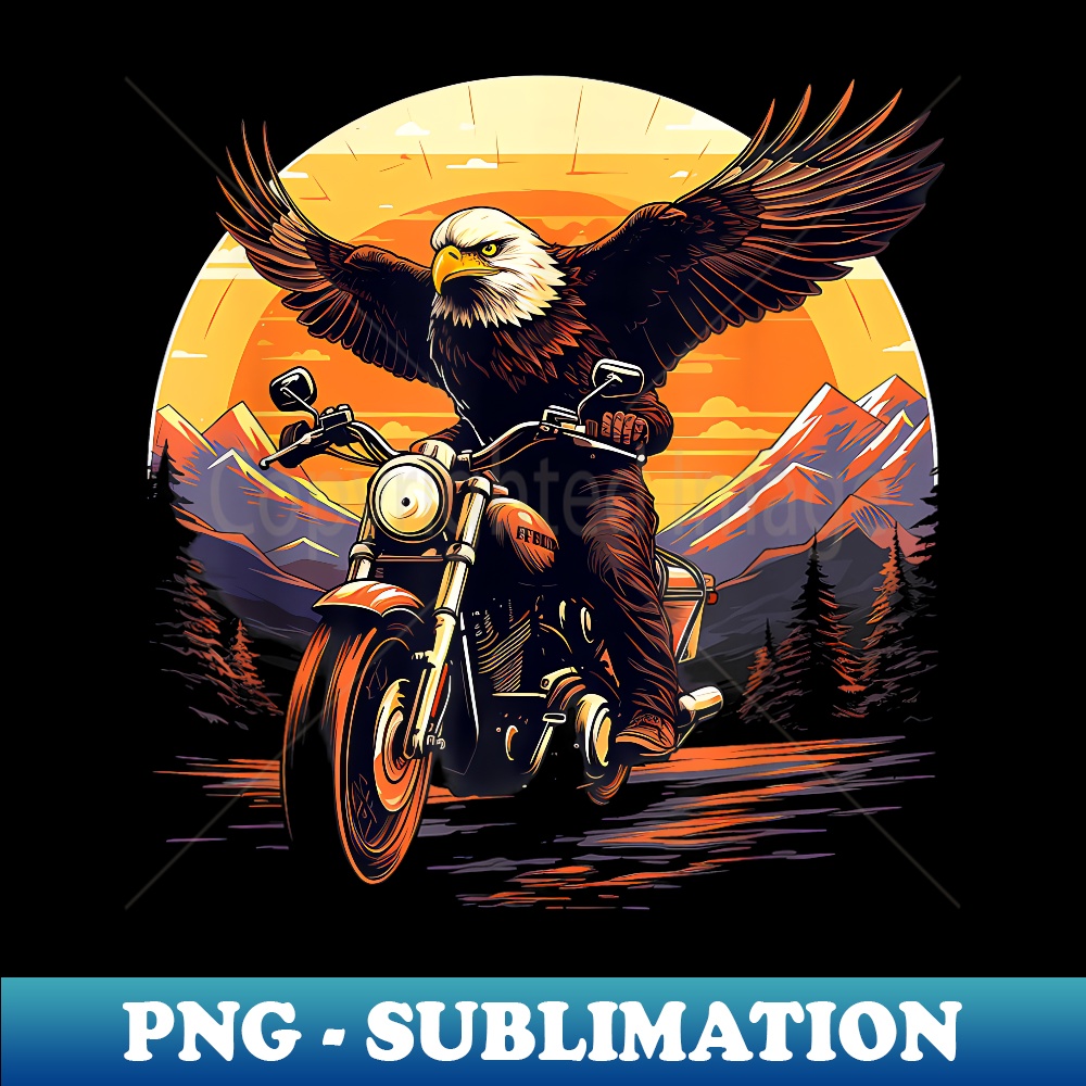 Biker Bald Eagle Riding Motorcycle - Unique Sublimation PNG | Inspire ...