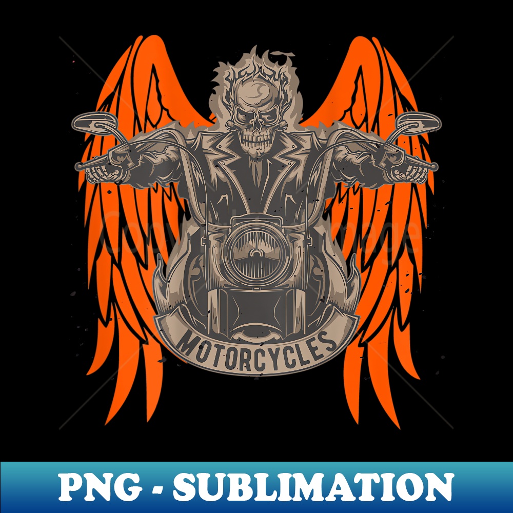 Motorcycle Rider Skeleton Angel Wings Distressed - on back - | Inspire ...