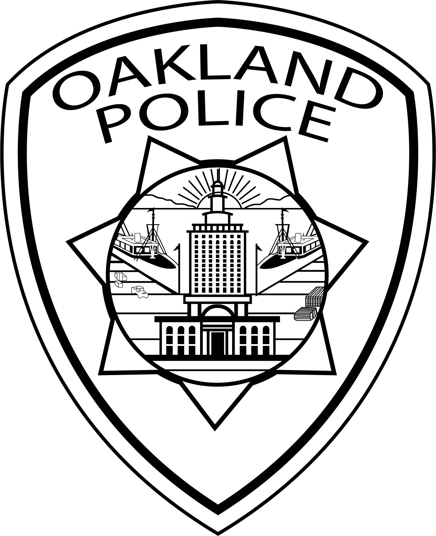 OAKLAND POLICE PATCH VECTOR FILE Black white vector outline - Inspire