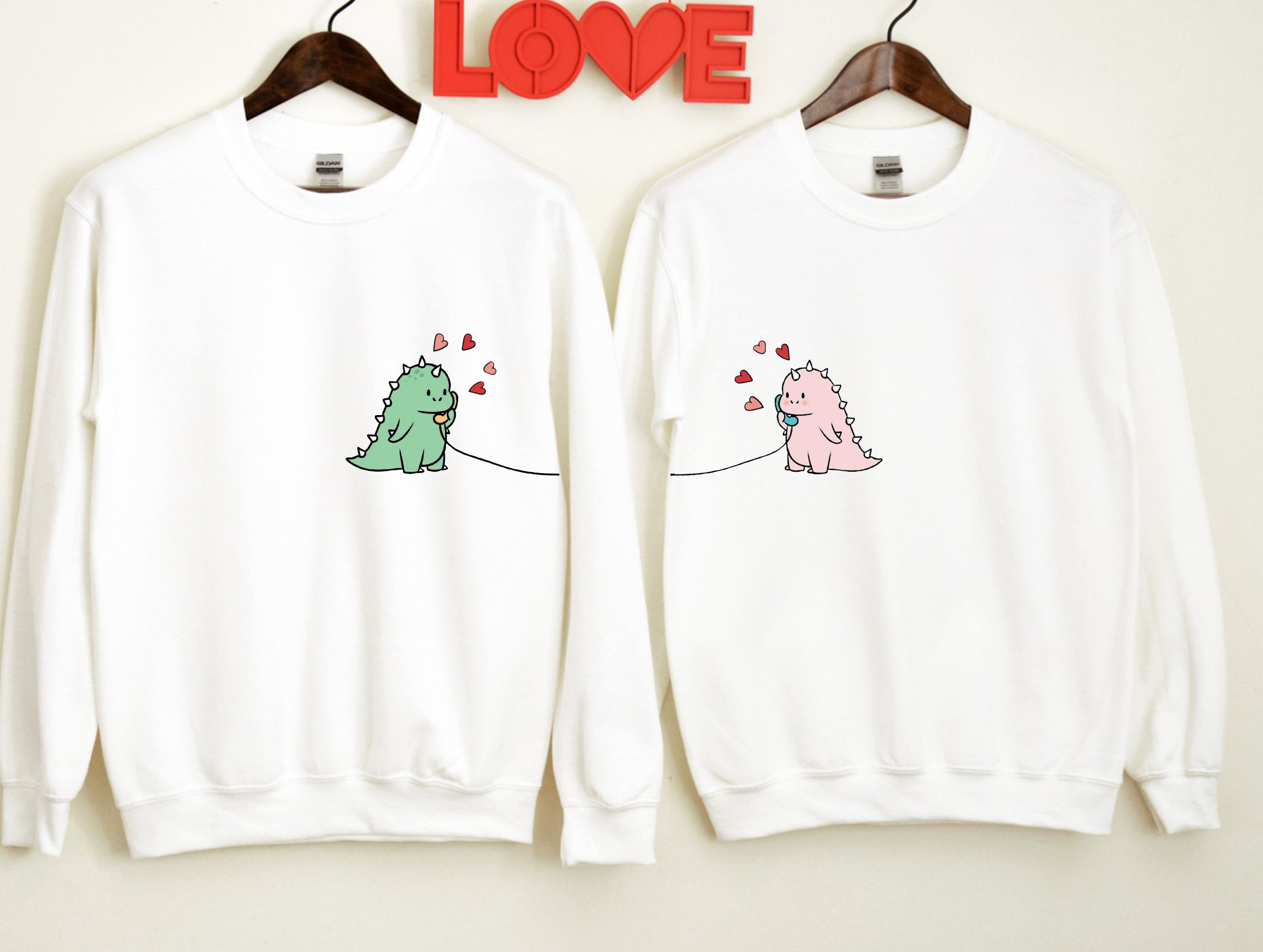Personalized Kawaii Dinosaur Couple SweatShirt and Hoodie