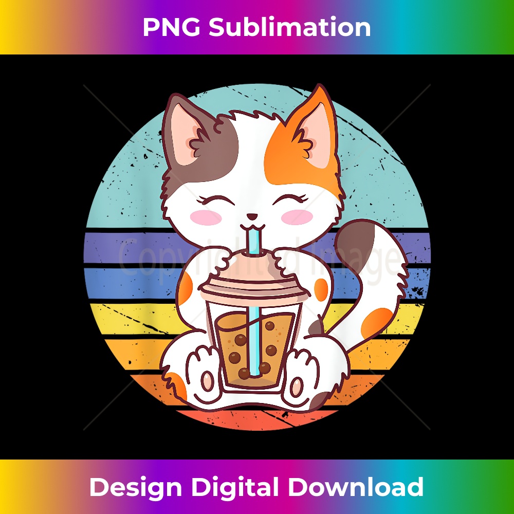 Cat Boba Anime Bubble Tea Neko Girls Kawaii Retro Sunset - S - Inspire ...