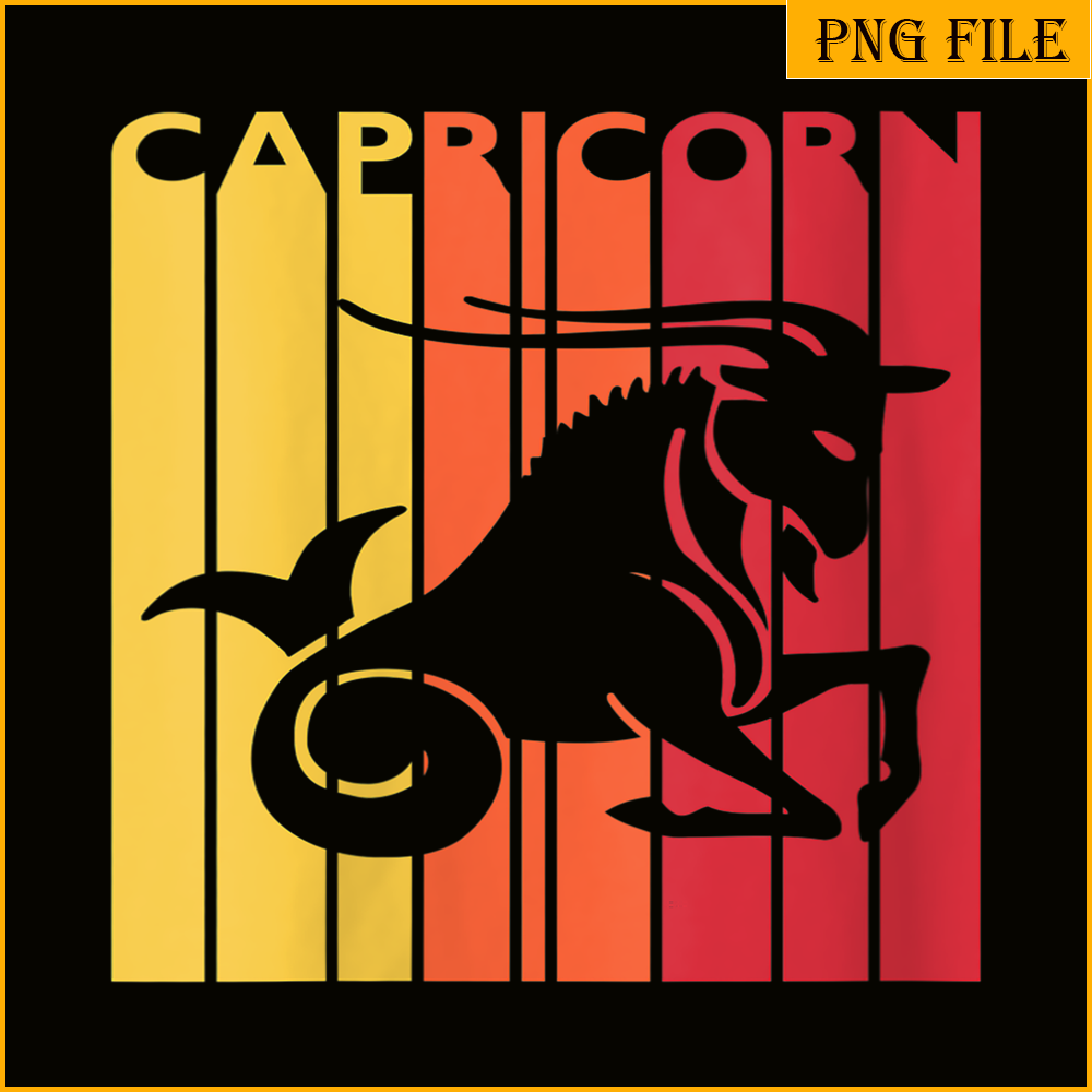 Retro capricorn png zodiac sign png december january birthda inspire