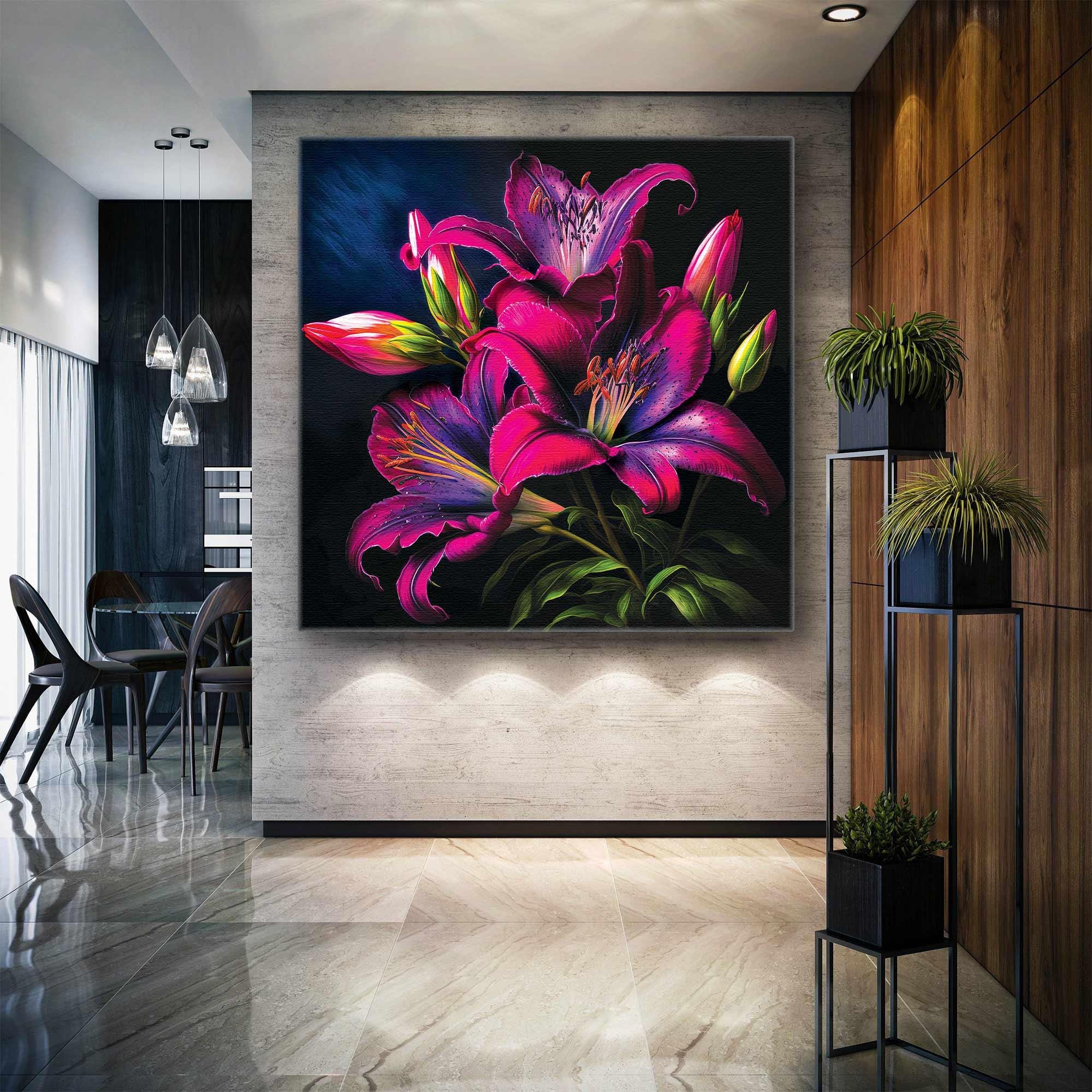 Flower Wall Art, Lily Wall Art, Living Room Wall Art, Roll U | Inspire ...