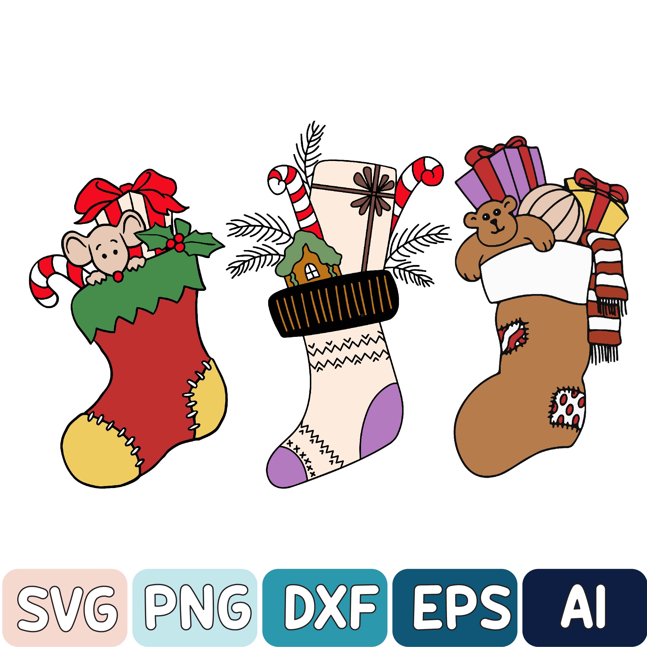 Christmas Socks Svg, Christmas Stockings Cut File, Christmas - Inspire