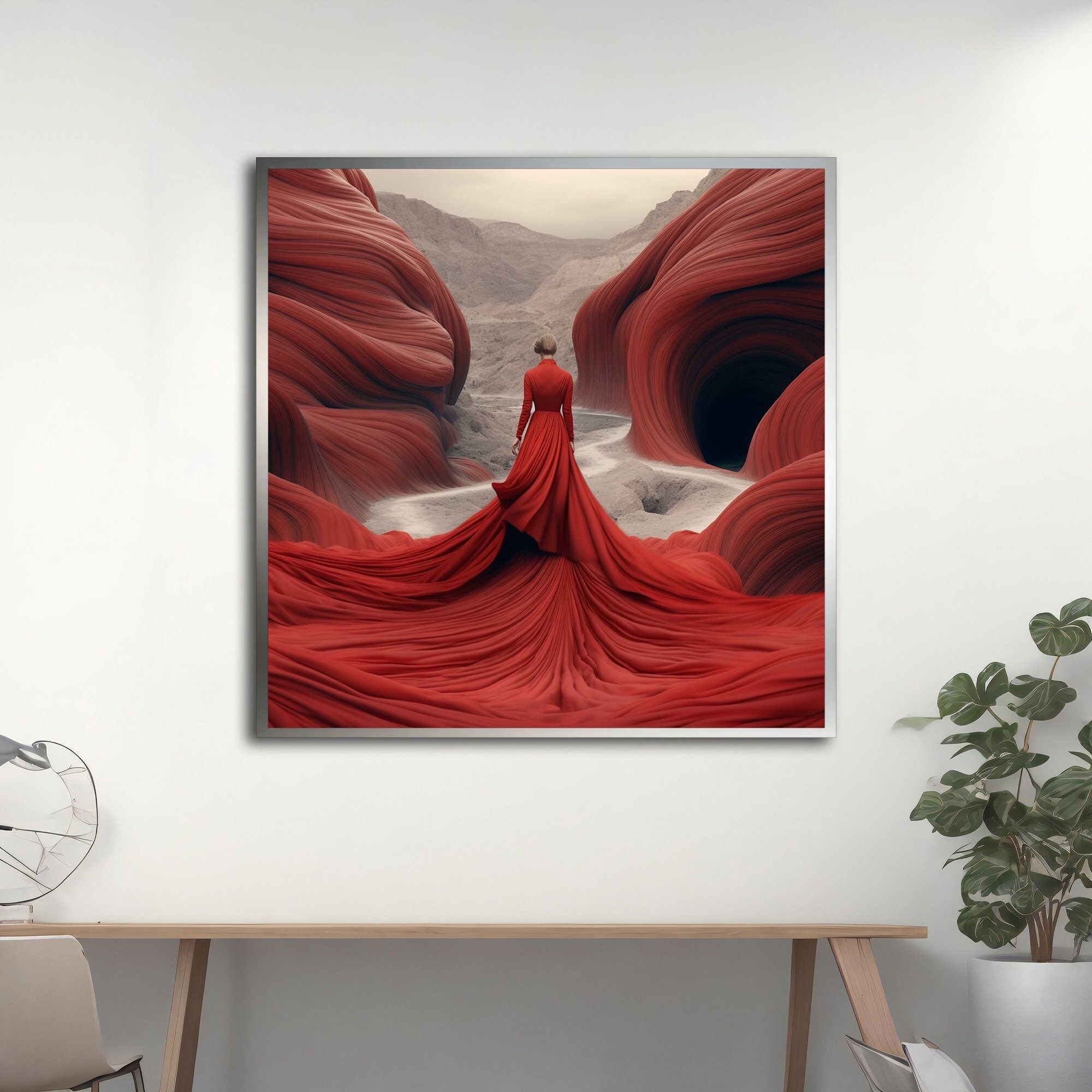 Woman in red dress canvas painting, Abstract Woman Wall Art, | Inspire ...