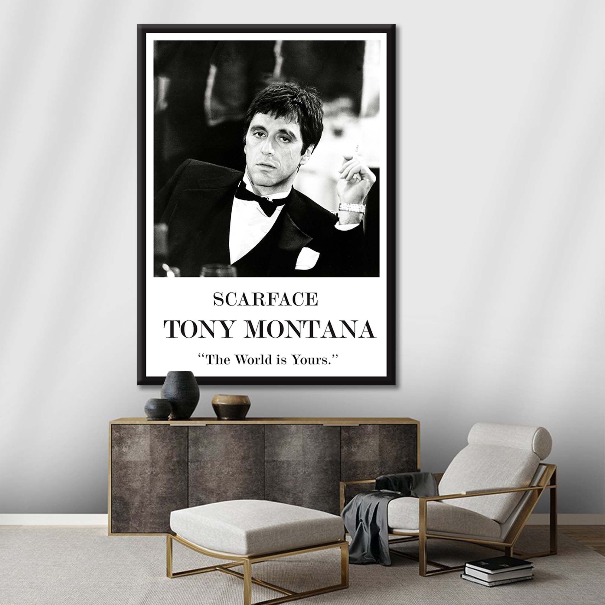 Quadro Tony Montana Dollaro Quadro Su Tela Tony Montana Islandburner Icona Pacino Scarface Cult Foto Papa Leone Xiv Scarface Poster Poster Tony Montana - Foto 10